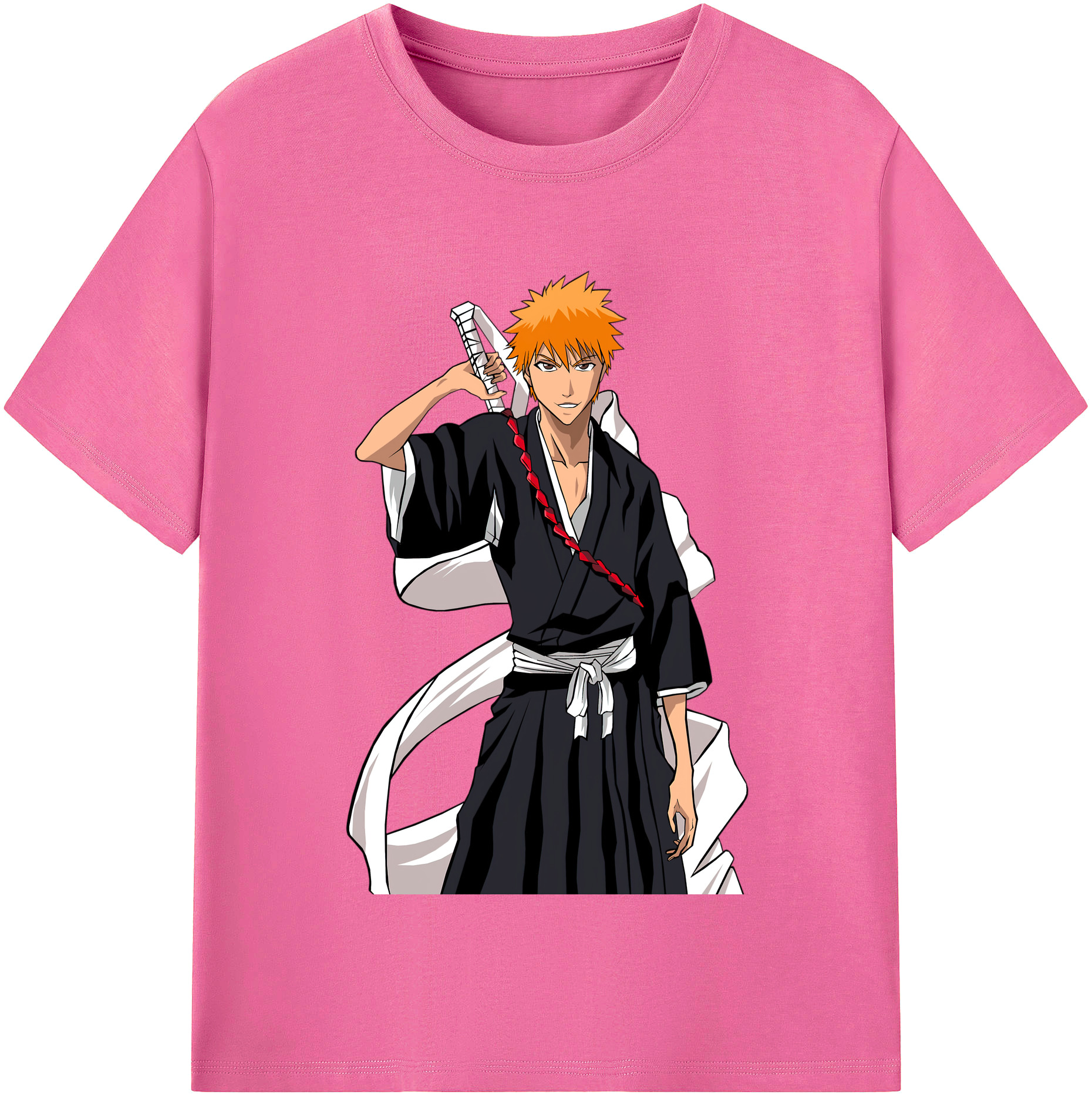（画像用） ブリーチ 黒崎一護（くろさき いちご）BLEACH Kurosaki Ichigo レディースカジュアルプリントTシャツ（綿100％）